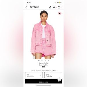 Steve Madden pink jean jacket and skirt set